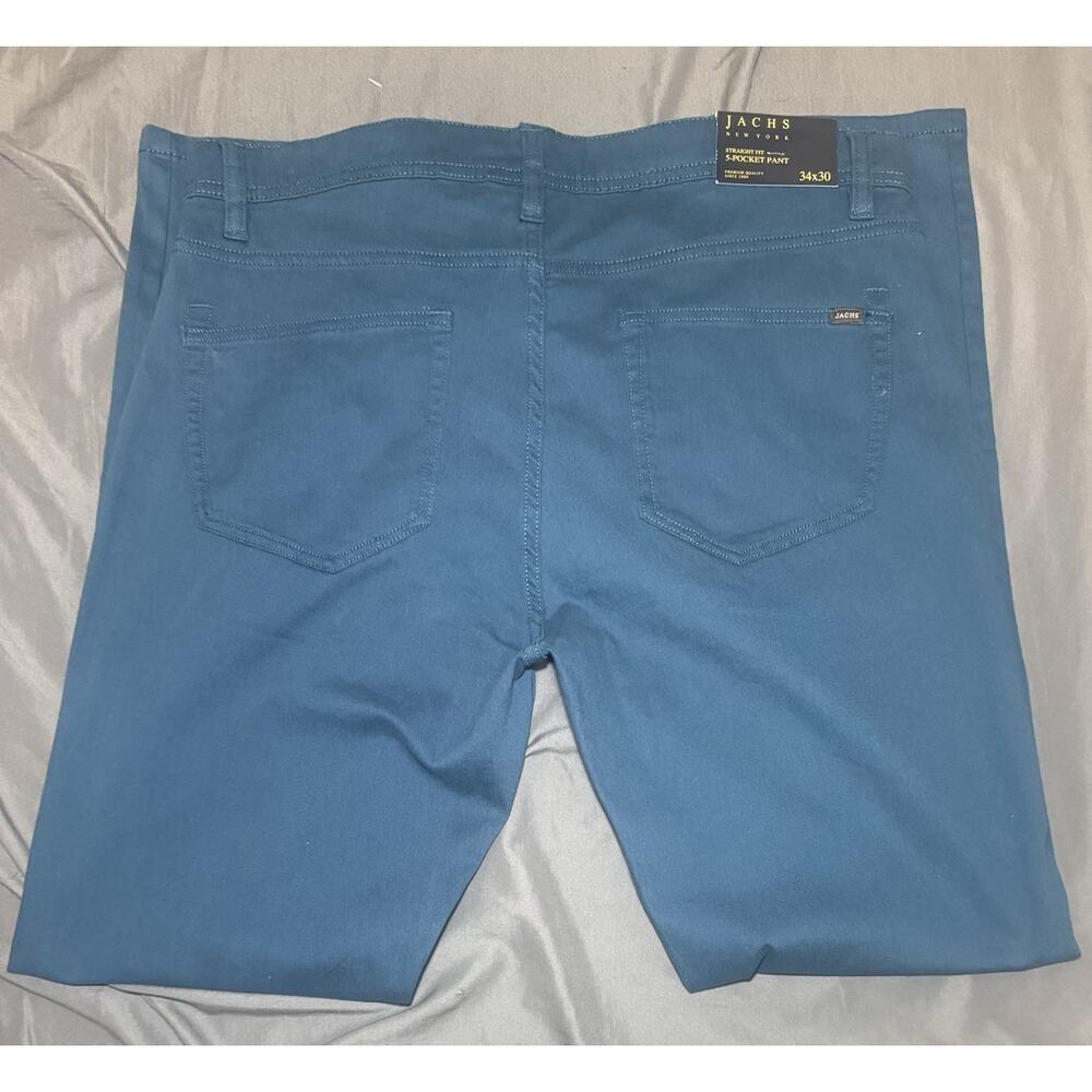 JACHS New York Men’s Straight Fit Casual 5 Pocket Pants 34x29 Dark Teal - Picture 9 of 12